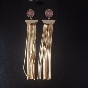 bebe Waterfall Gold & Pink stone Gorgeous Earrings